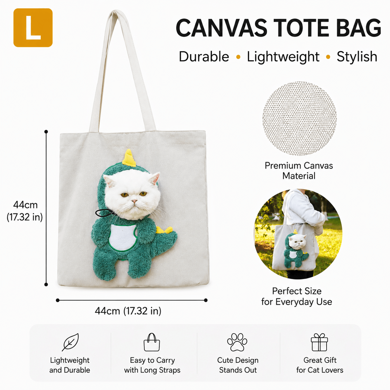 Cute Character Pet Carrier Tote Bag – Canvas Shoulder Bag for Cats & Small Dogs
