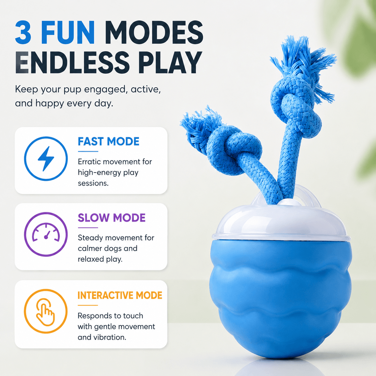 Smart Interactive Dog Ball Toy, Automatic Rolling Rope Toy Fursera