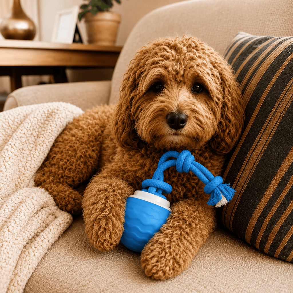Smart Interactive Dog Ball Toy, Automatic Rolling Rope Toy Fursera
