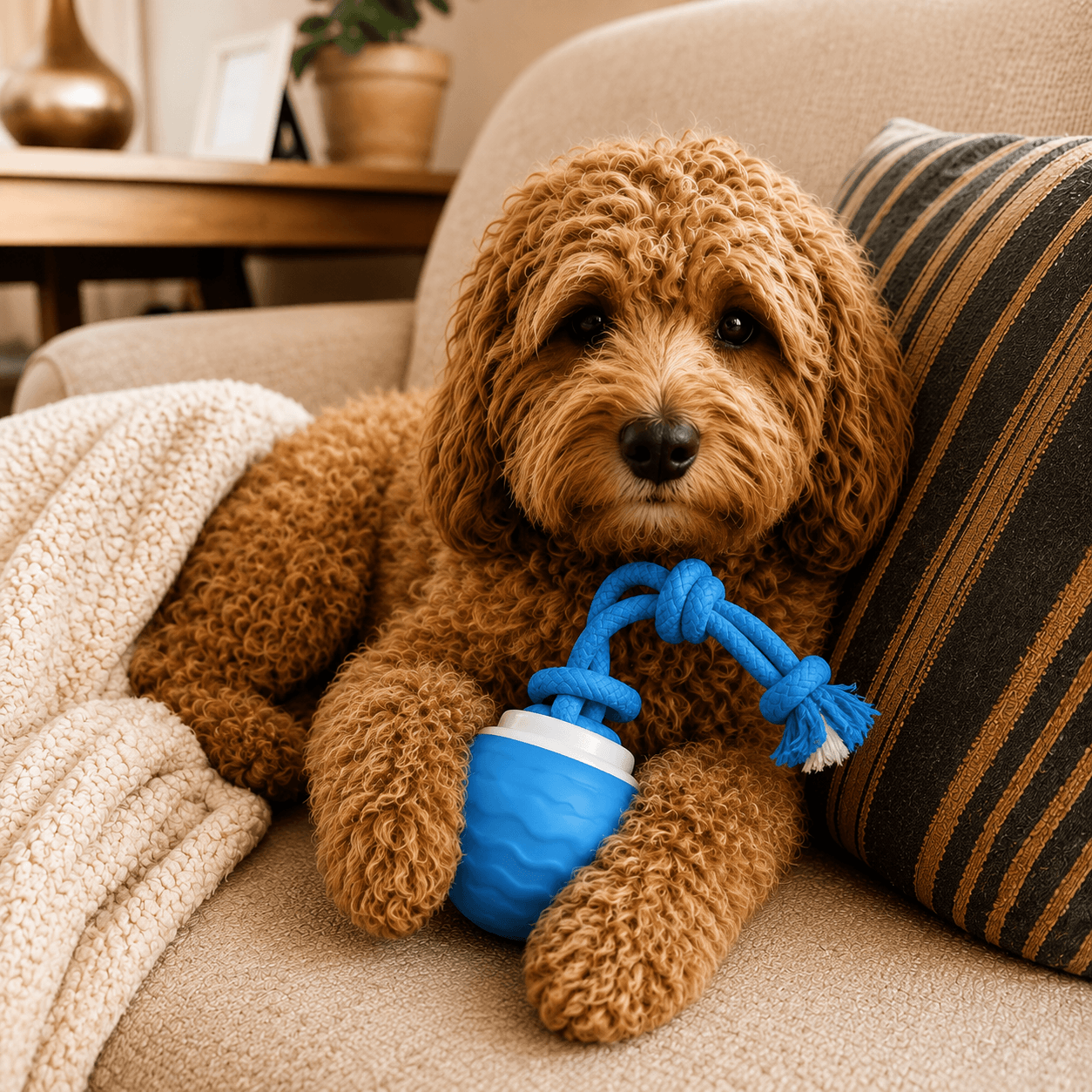 Smart Interactive Dog Ball Toy, Automatic Rolling Rope Toy Fursera