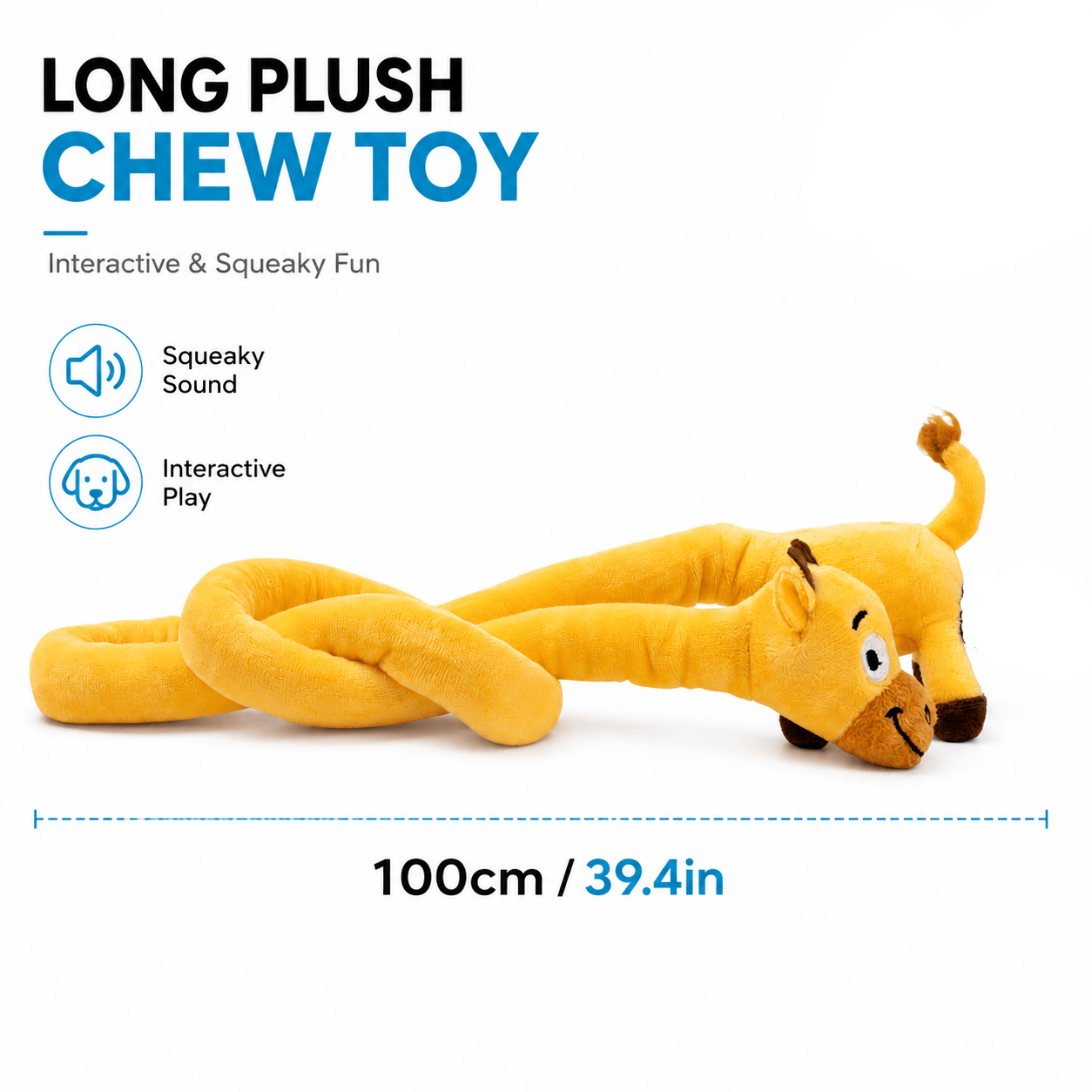 Long Plush Squeaky Dog Toy – Durable Interactive Tug-of-War Chew Toy