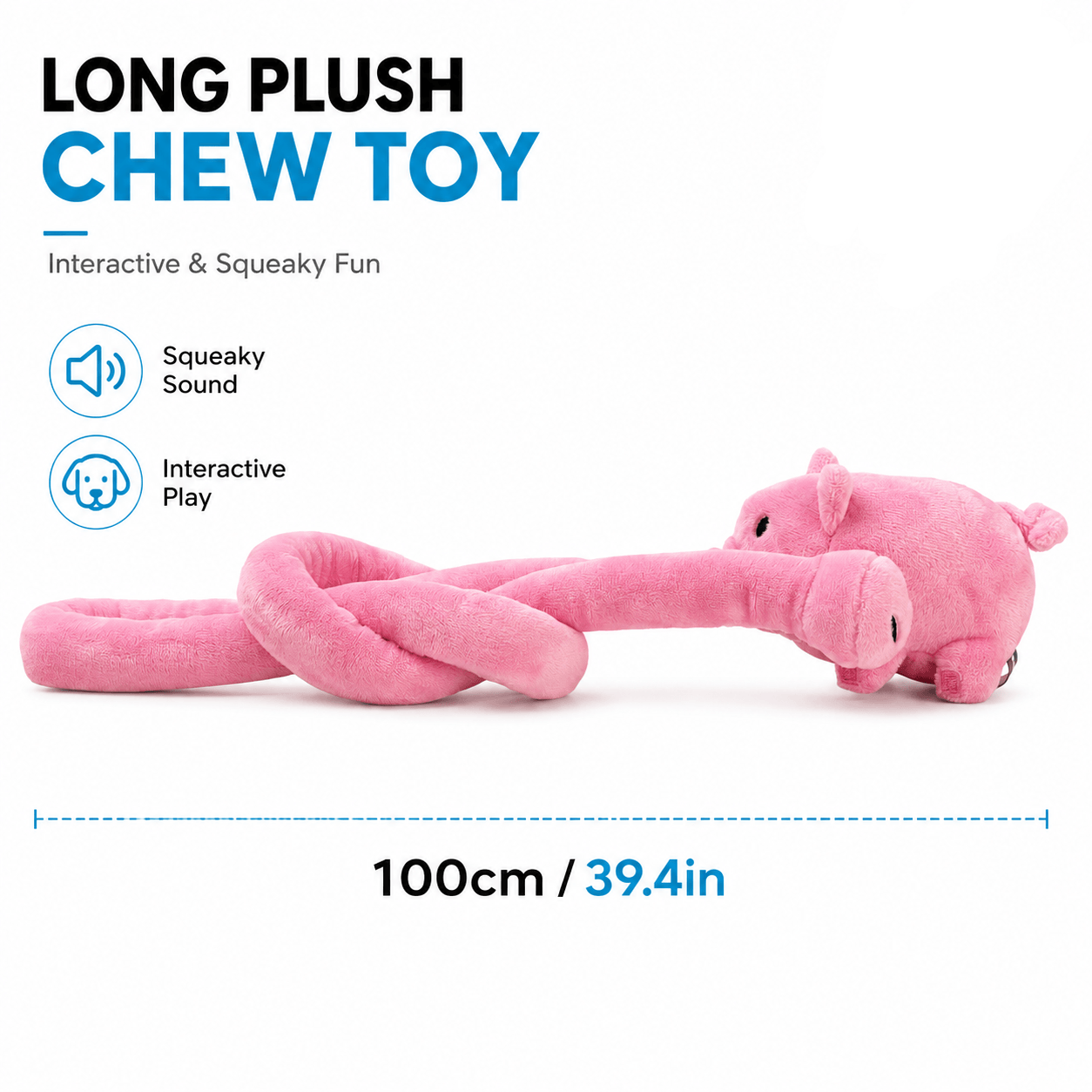 Long Plush Squeaky Dog Toy – Durable Interactive Tug-of-War Chew Toy