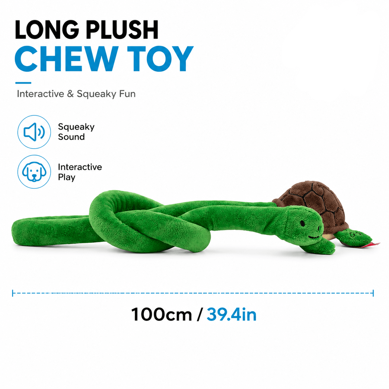 Long Plush Squeaky Dog Toy – Durable Interactive Tug-of-War Chew Toy