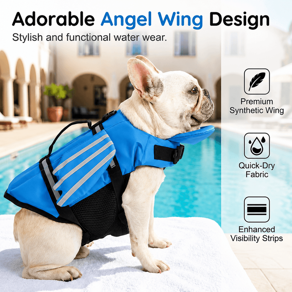 Reflective Angel Wing Dog Life Jacket Quick-Rescue Handle • Breathable Mesh • Reflective Safety
