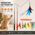 Interactive Cat Wand Toy Set - 2PCS Retractable Wand Toy and 9PCS Cat Feather Toys Refills