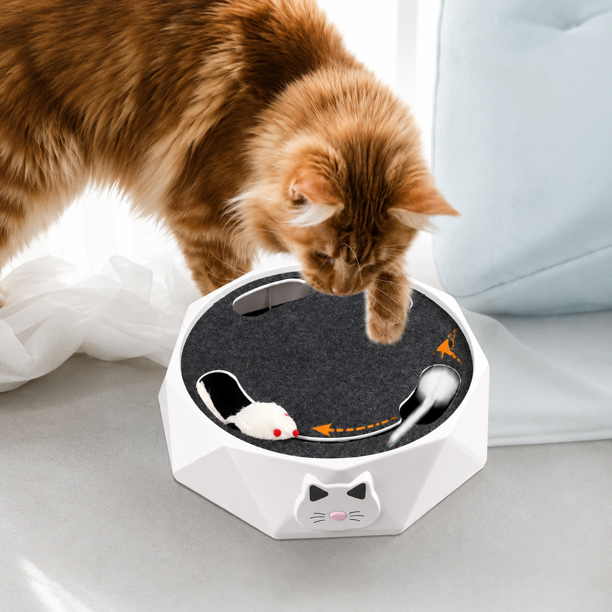 Automatic Cat Scratcher Toy with Moving Plush Mouse