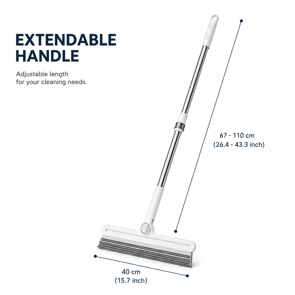 Pet Hair Remover Broom – Adjustable Carpet & Upholstery Fur Cleaner with Rotating Head