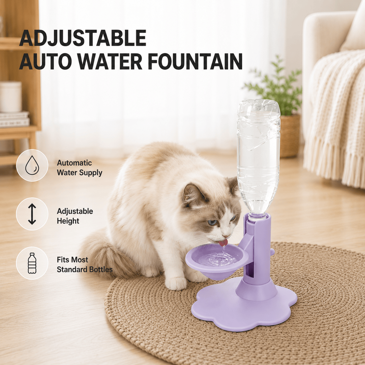 Adjustable Elevated Gravity Pet Water Dispenser
