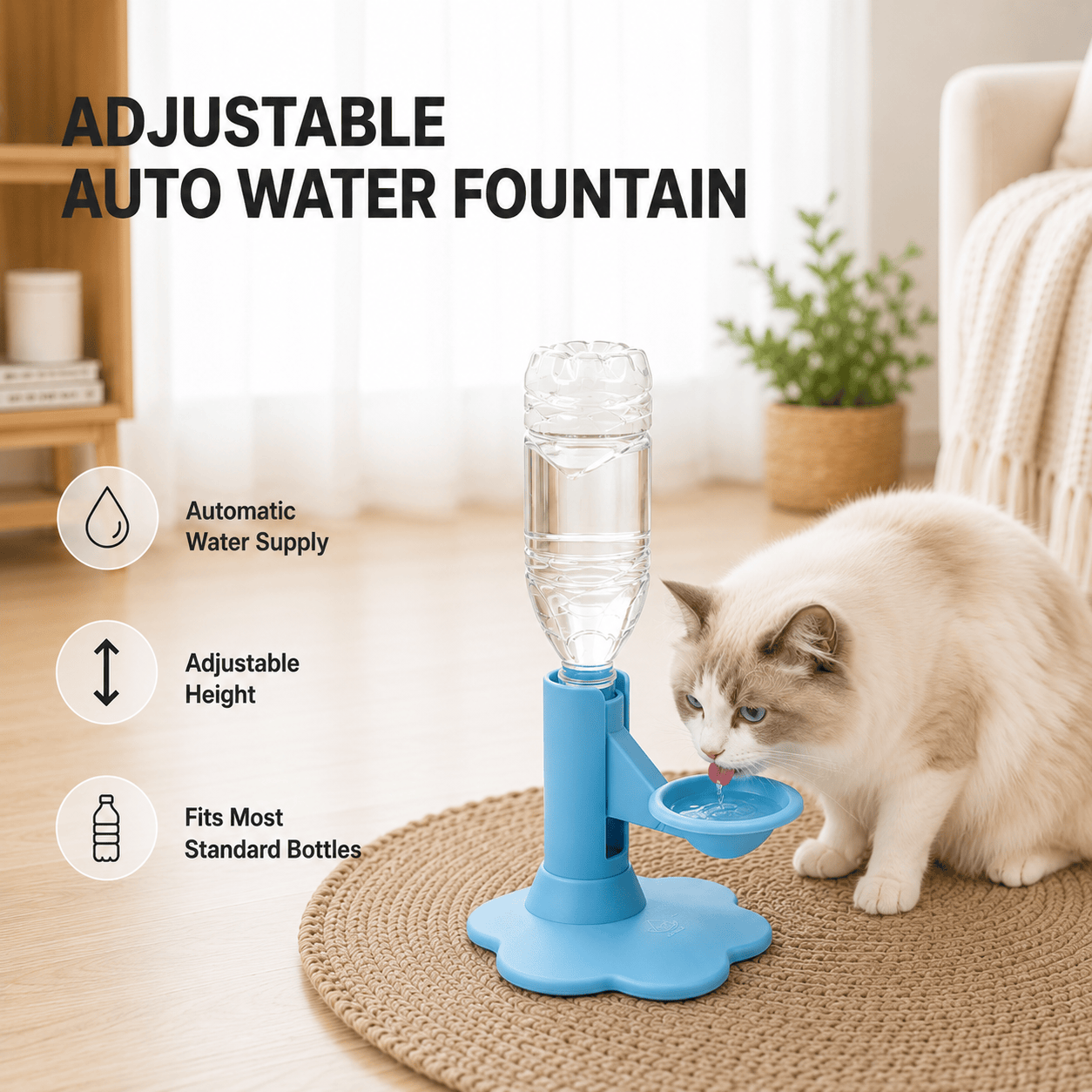 Adjustable Elevated Gravity Pet Water Dispenser