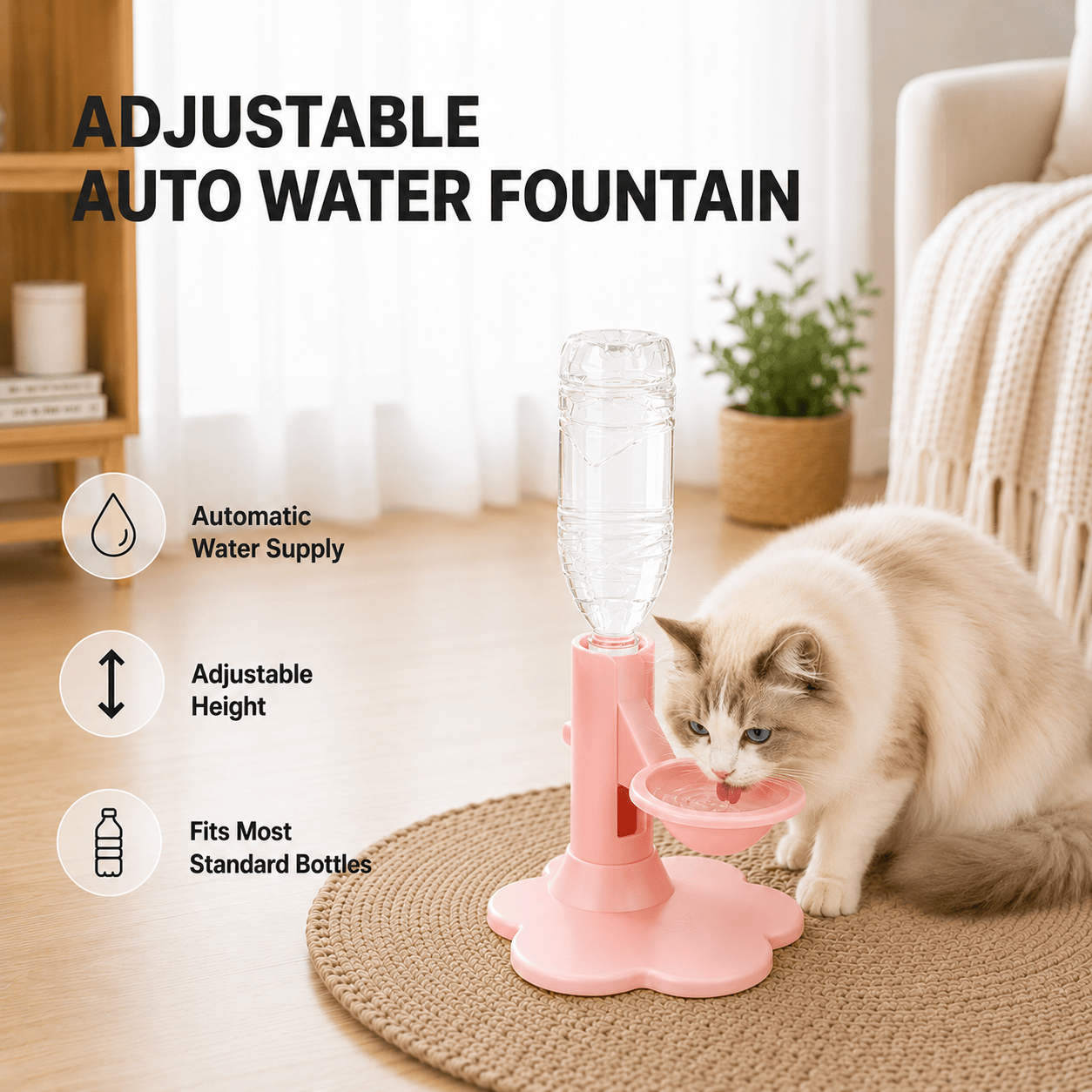 Adjustable Elevated Gravity Pet Water Dispenser