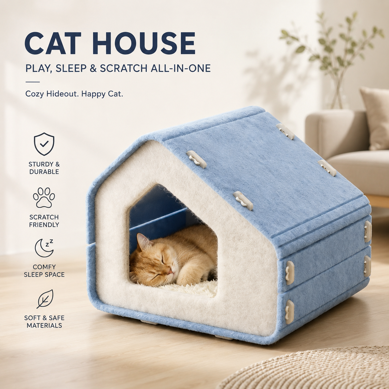 Felt Cat House Scratcher Bed