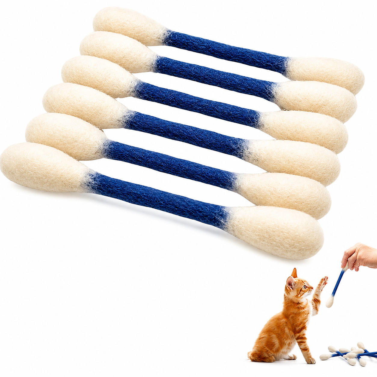 Giant Q Tip Cat Toy with Catnip (6PCS)