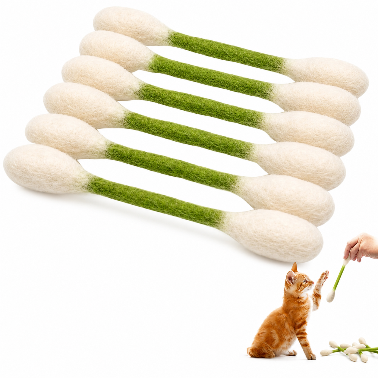 Giant Q Tip Cat Toy with Catnip (6PCS)