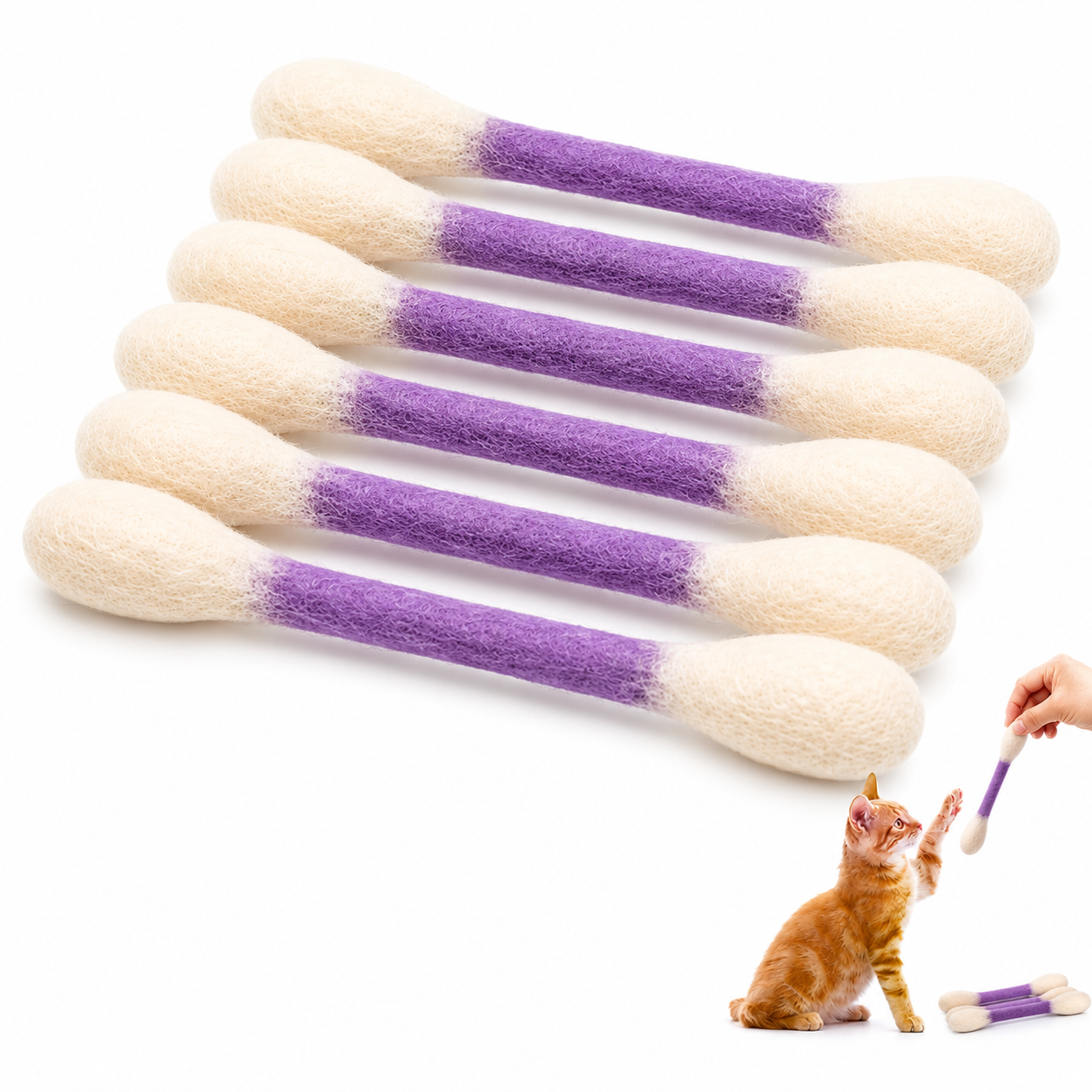 Giant Q Tip Cat Toy with Catnip (6PCS)