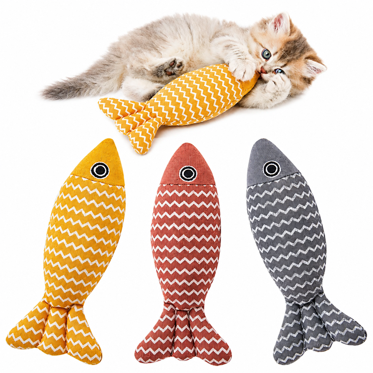 3PCS Catnip Fish Toy Set