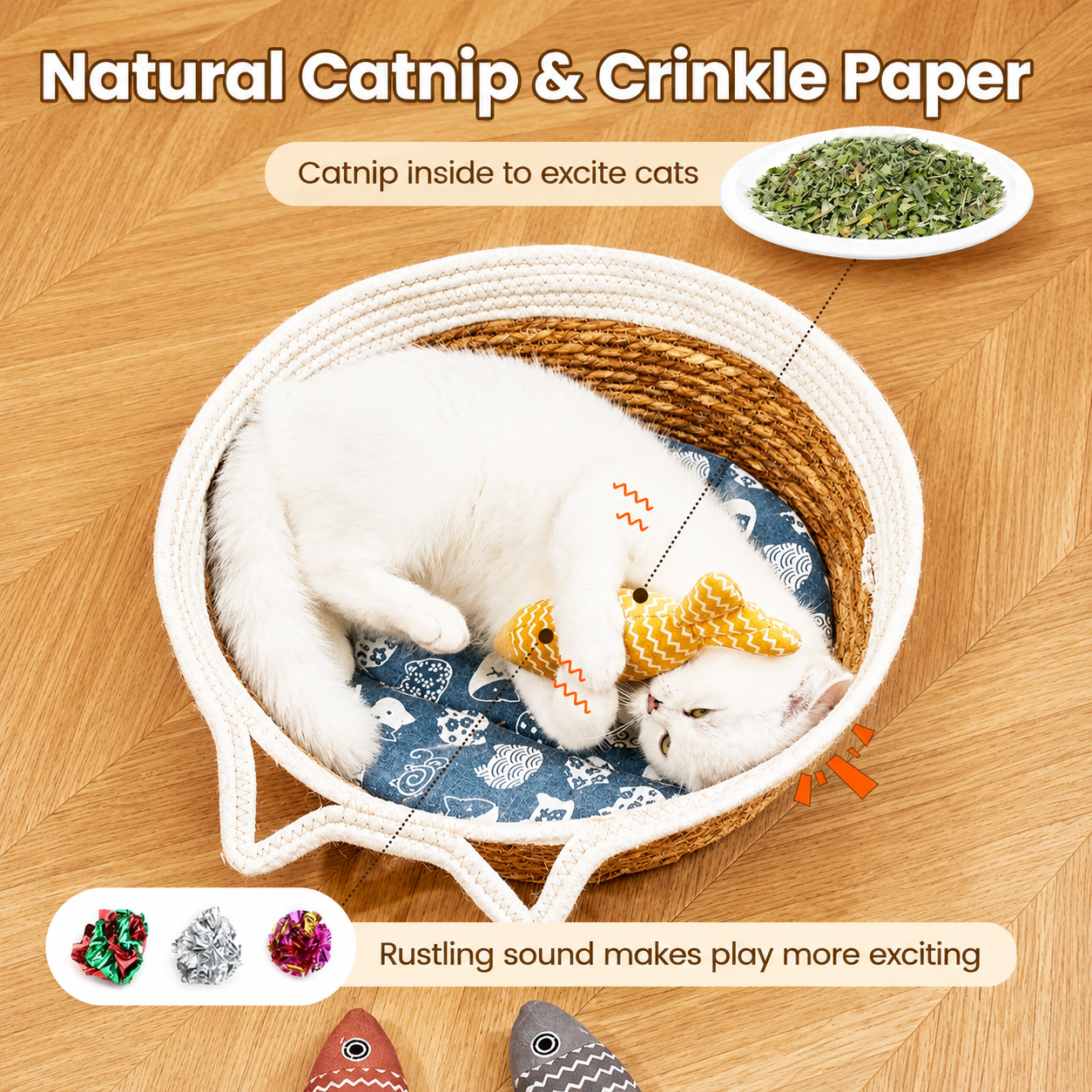 3PCS Catnip Fish Toy Set