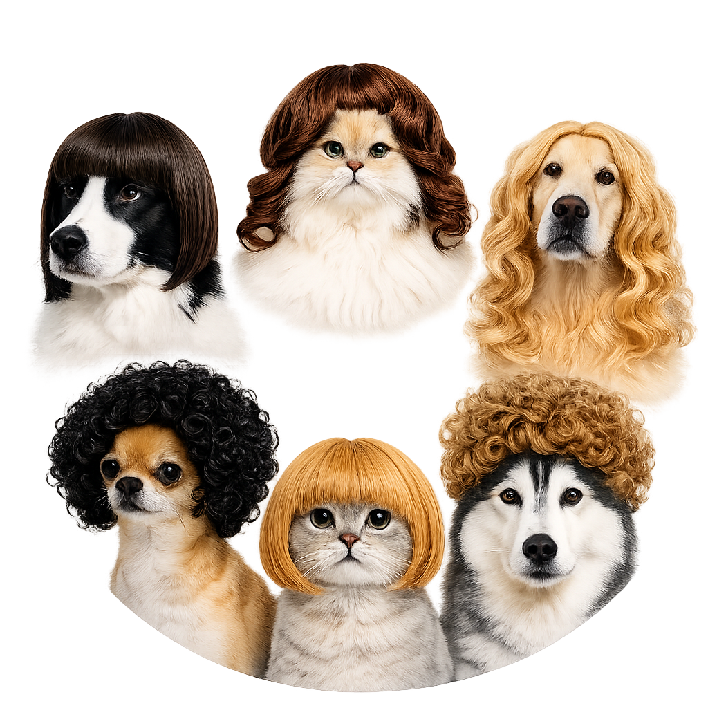 6-Piece Funny Pet Wig Set for Dogs & Cats