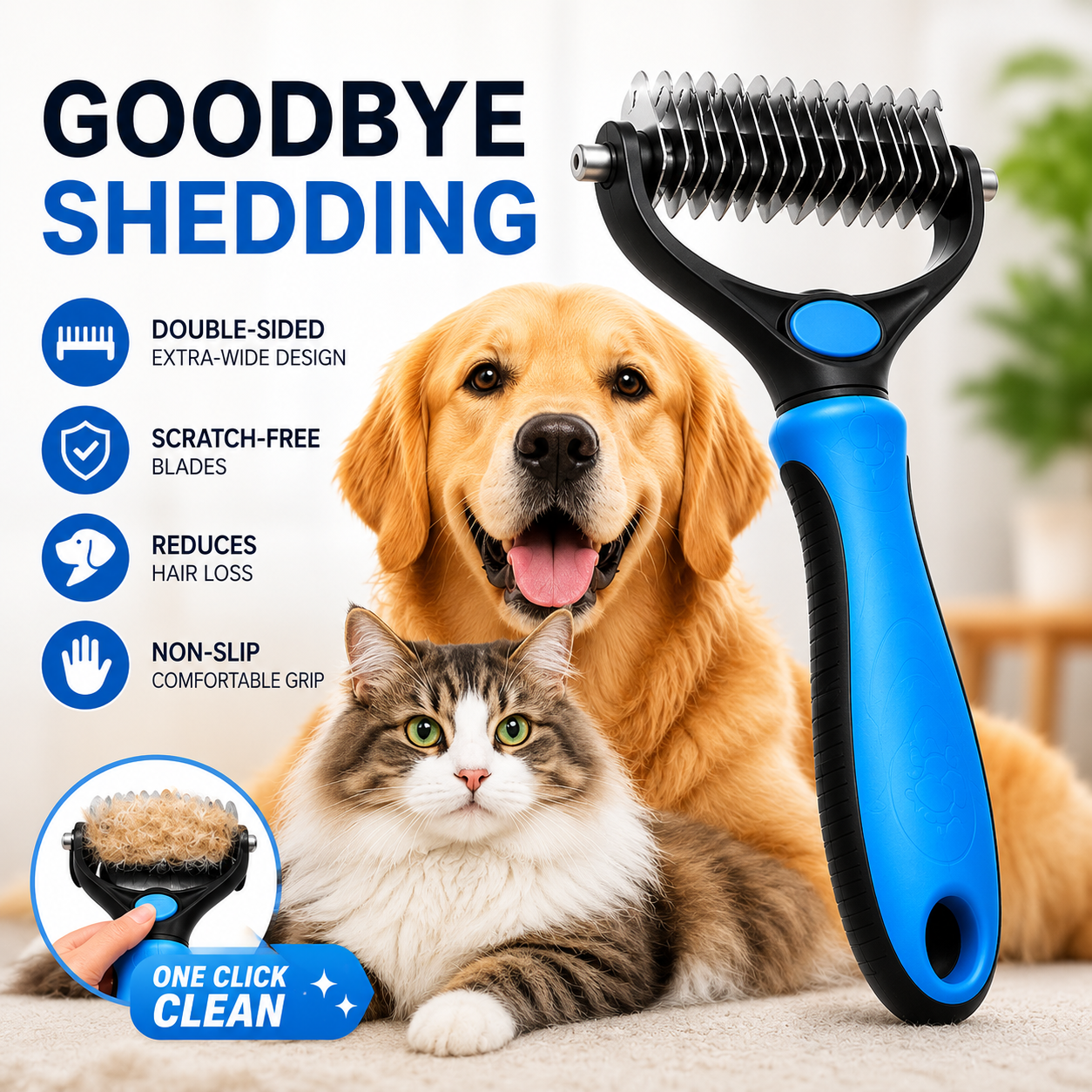 Dog Grooming Comb – Shedding & Detangling Tool