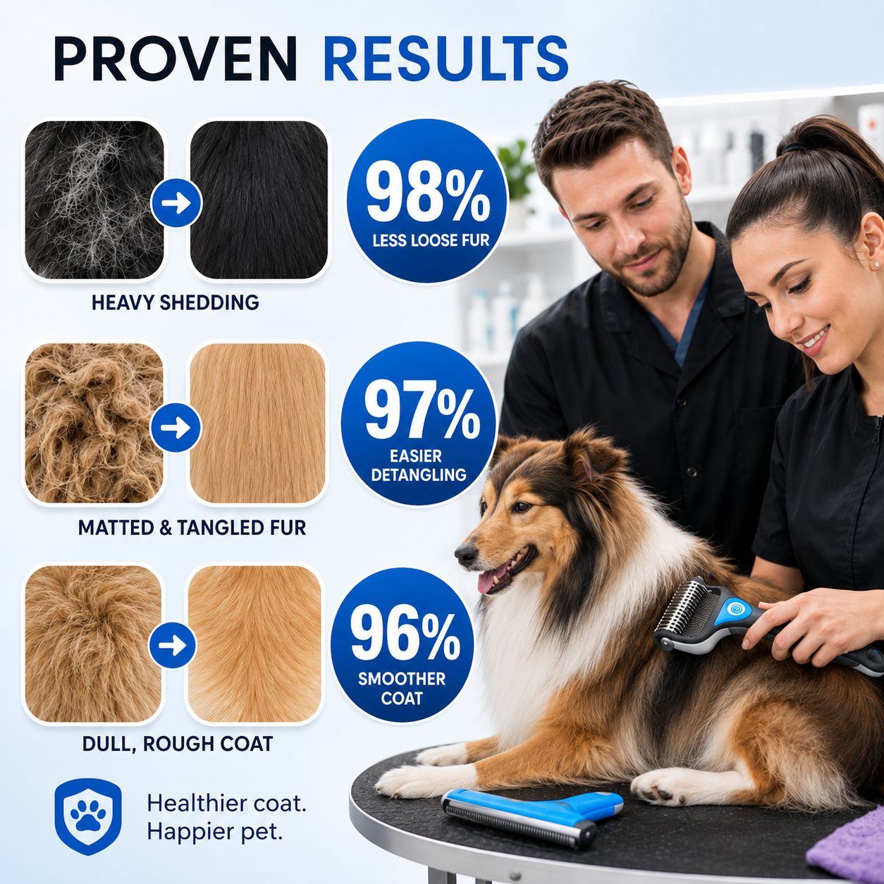 Dog Grooming Comb – Shedding & Detangling Tool