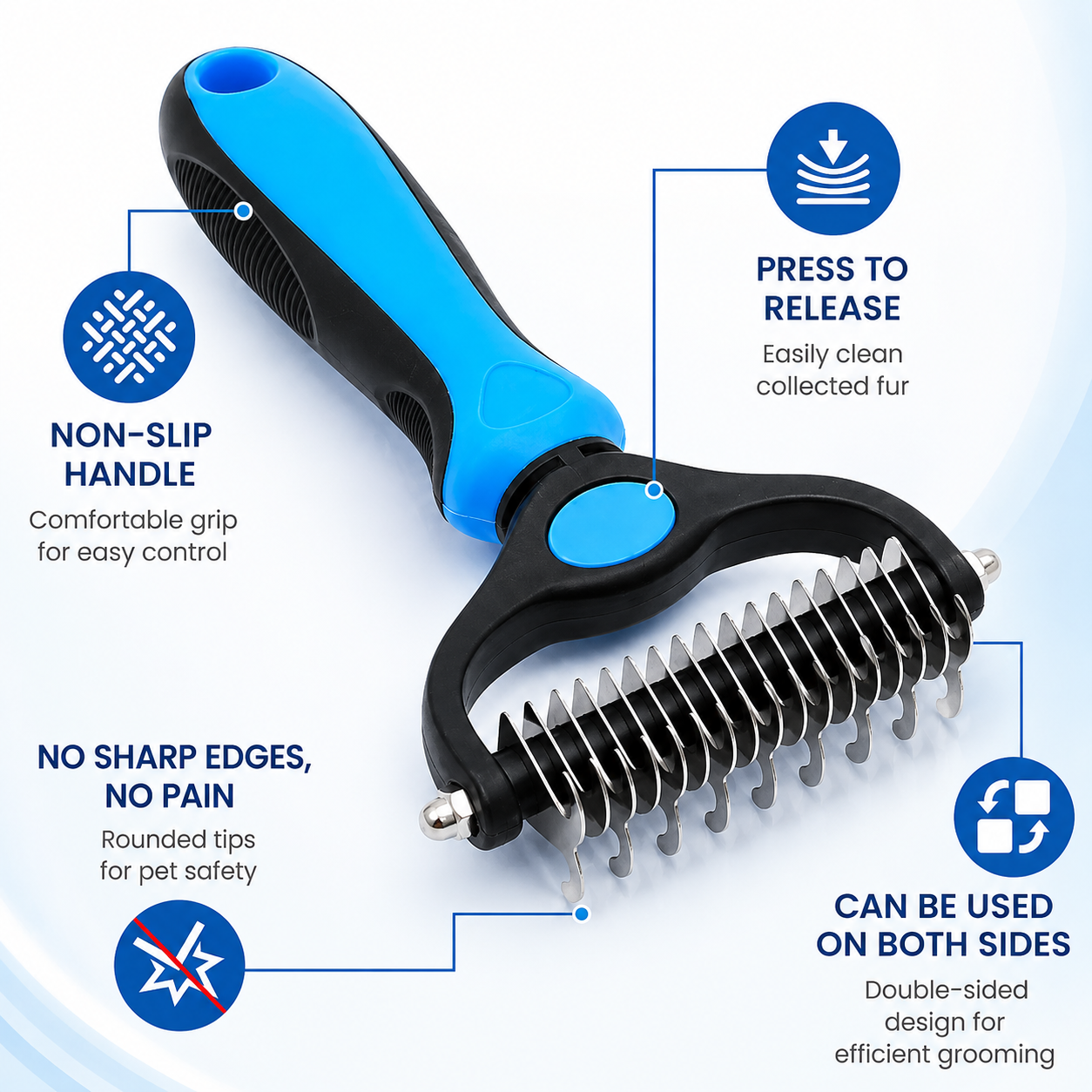 Dog Grooming Comb – Shedding & Detangling Tool