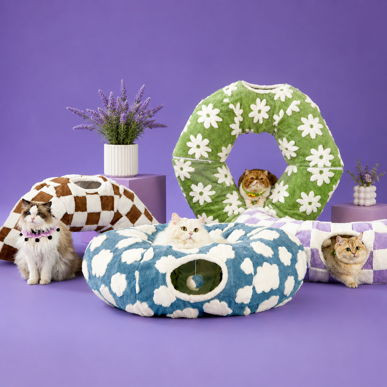 Washable Cat Tunnel Bed for Indoor Cats