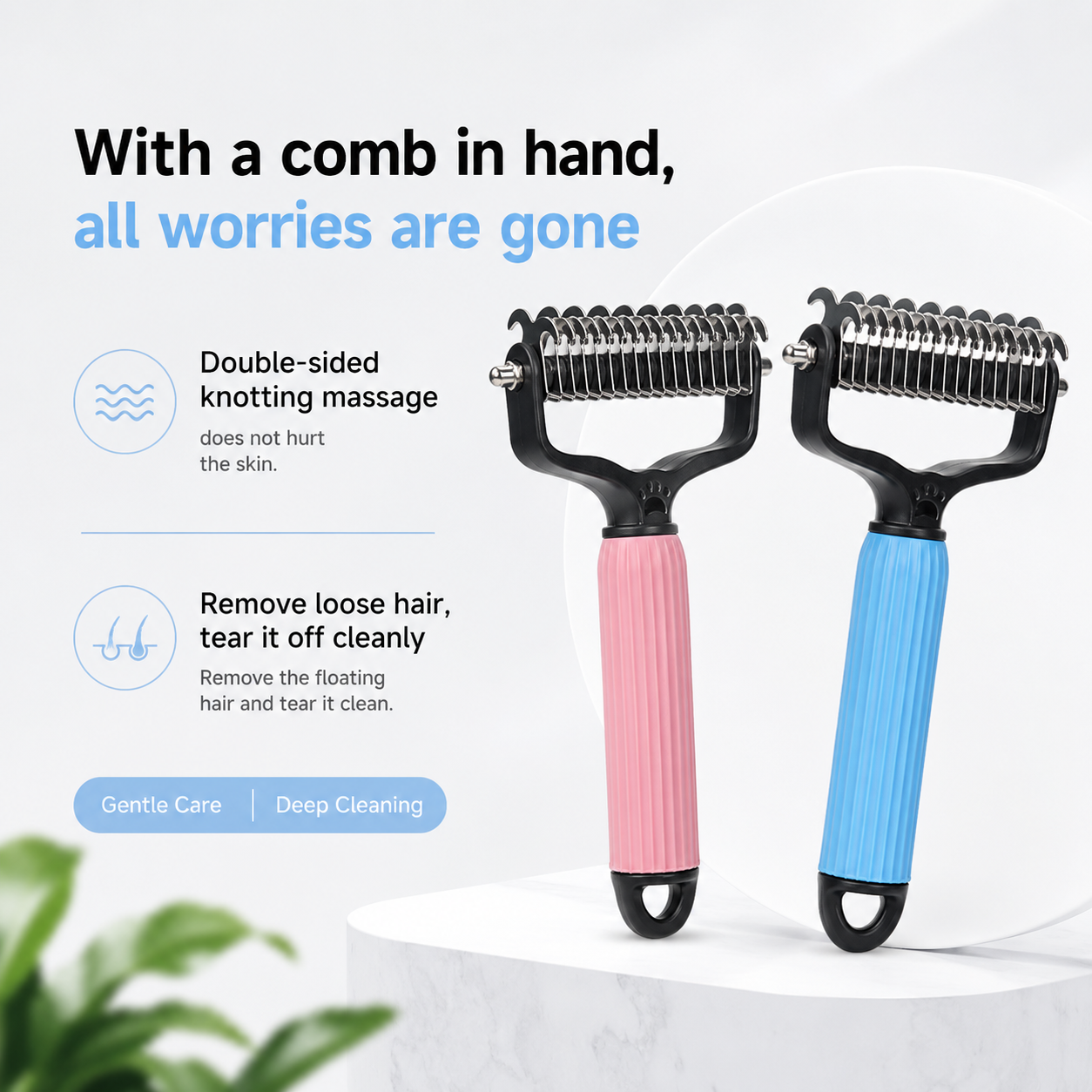 Dog Grooming Comb – Shedding & Detangling Tool