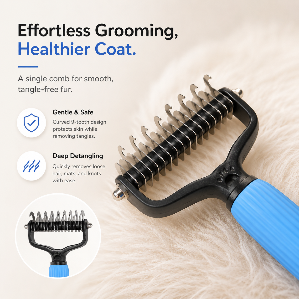 Dog Grooming Comb – Shedding & Detangling Tool