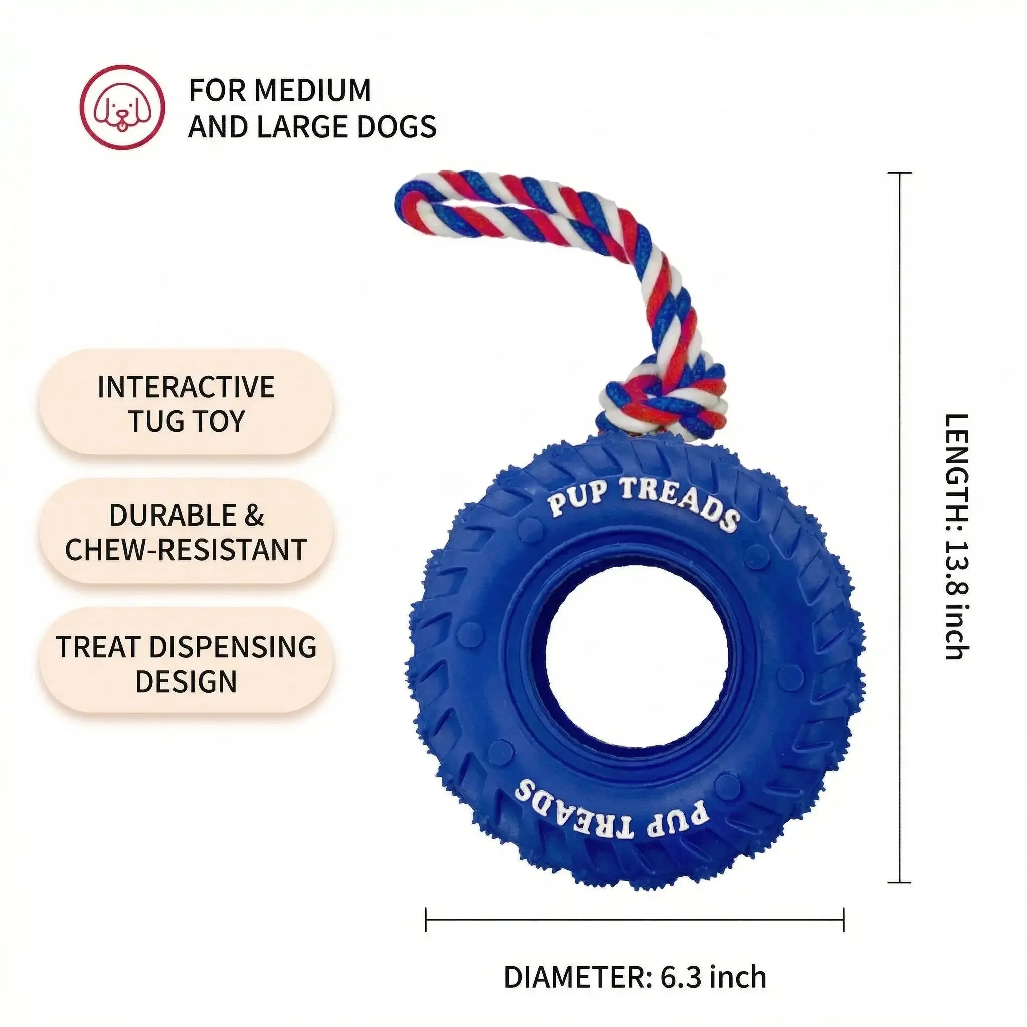 Dog Chew Tire – Tough Rubber Toy for Play & IQ Training STTM