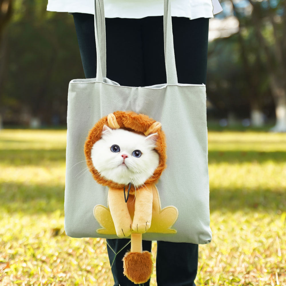 Cute Character Pet Carrier Tote Bag – Canvas Shoulder Bag for Cats & Small Dogs