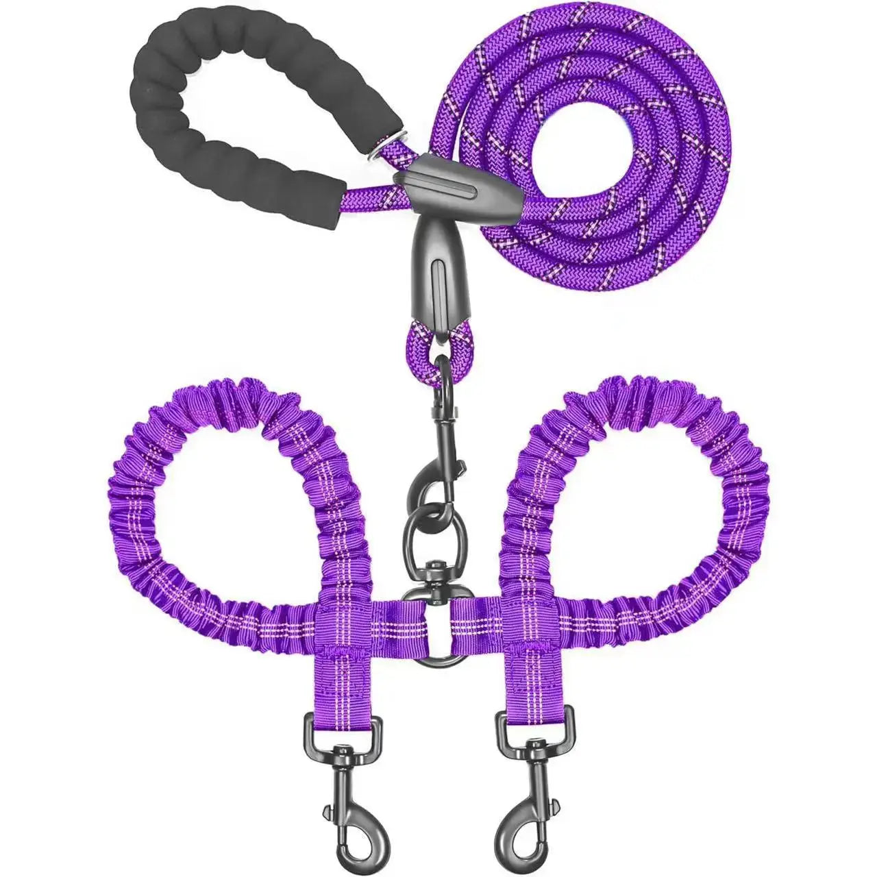 Dual Dog Leash – No-Tangle 360° Swivel Bungee Leash for Two Dogs Fursera