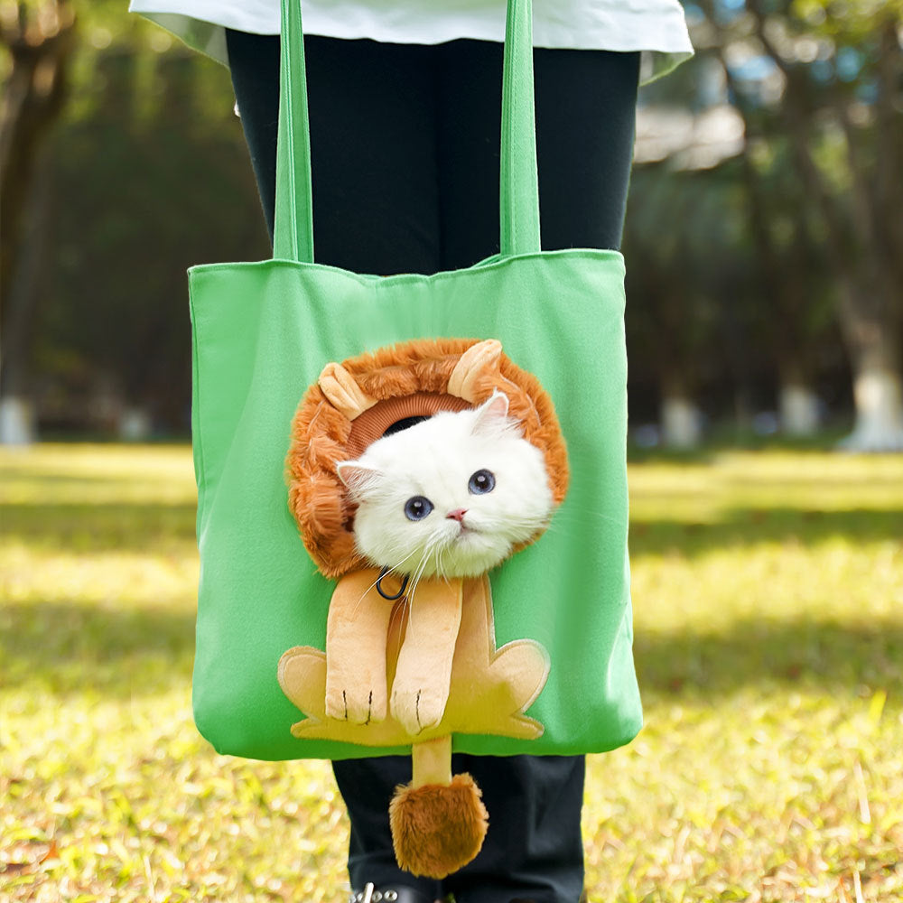 Cute Character Pet Carrier Tote Bag – Canvas Shoulder Bag for Cats & Small Dogs