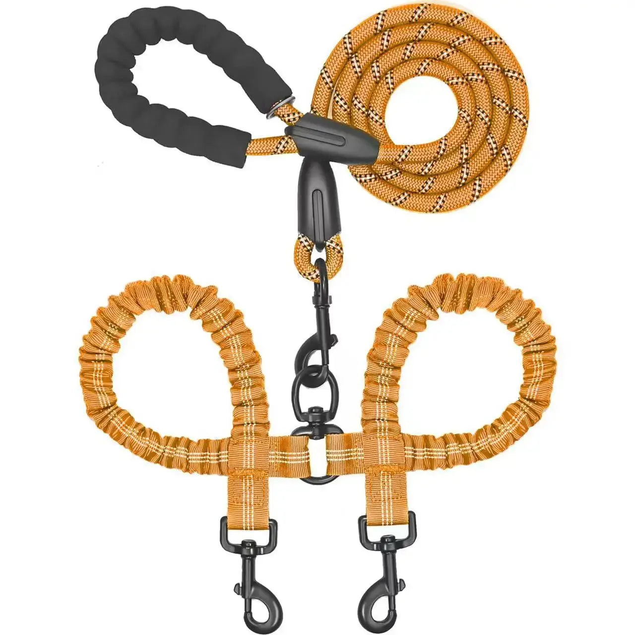 Dual Dog Leash – No-Tangle 360° Swivel Bungee Leash for Two Dogs Fursera