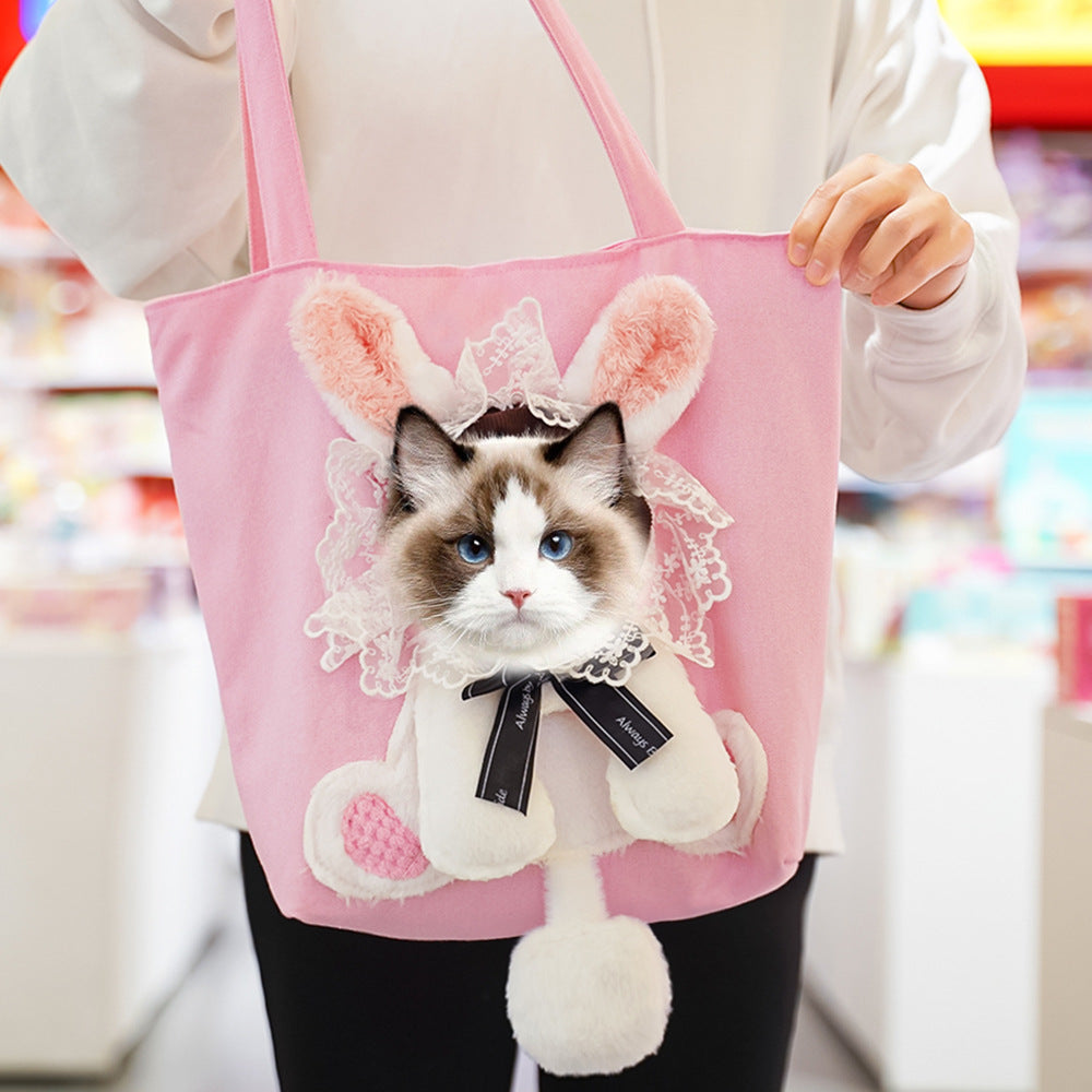 Cute Character Pet Carrier Tote Bag – Canvas Shoulder Bag for Cats & Small Dogs