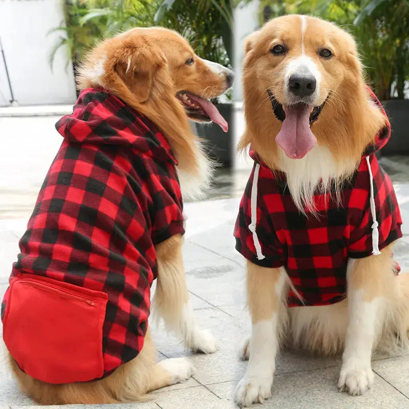 Pet Sweatshirt – Plaid Hoodie with Pocket for Dogs & Cats STTM