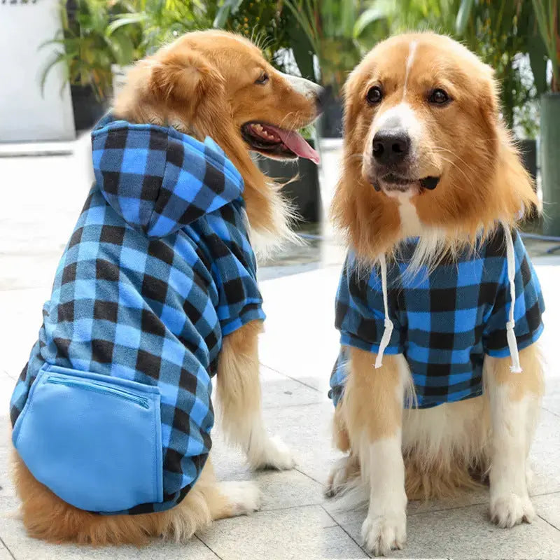 Pet Sweatshirt – Plaid Hoodie with Pocket for Dogs & Cats STTM