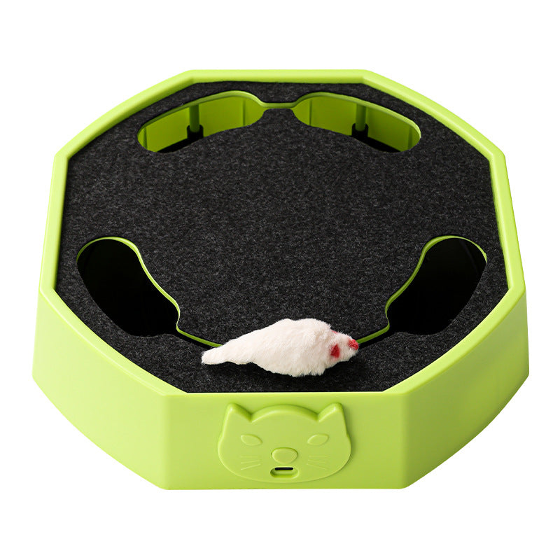 Automatic Cat Scratcher Toy with Moving Plush Mouse