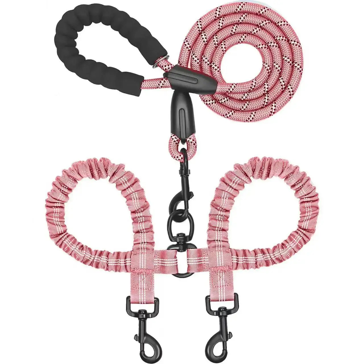 Dual Dog Leash – No-Tangle 360° Swivel Bungee Leash for Two Dogs Fursera