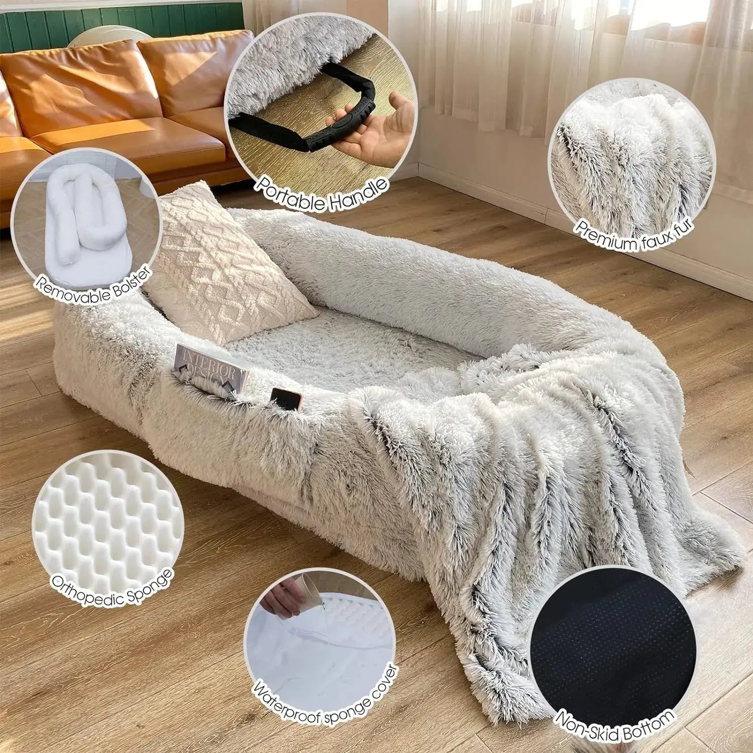 Orthopedic Human Dog Bed – Large Cozy Lounger for Relaxing STTM