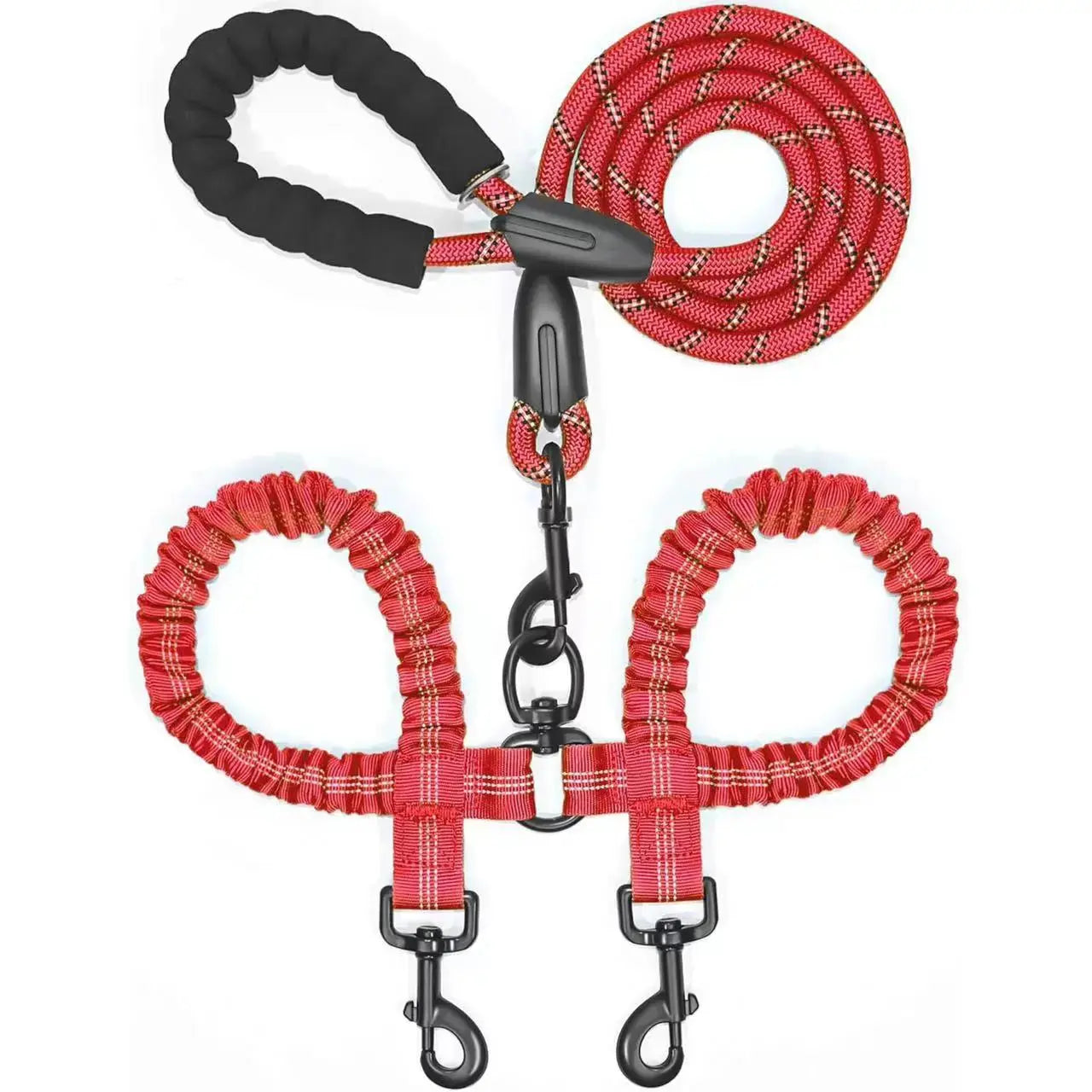 Dual Dog Leash – No-Tangle 360° Swivel Bungee Leash for Two Dogs Fursera