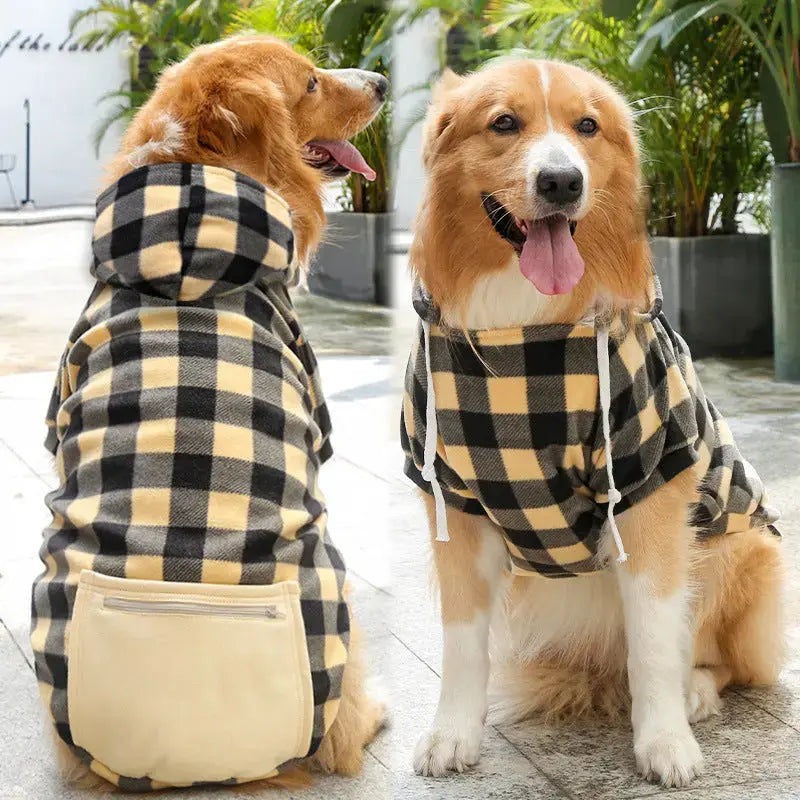 Pet Sweatshirt – Plaid Hoodie with Pocket for Dogs & Cats STTM