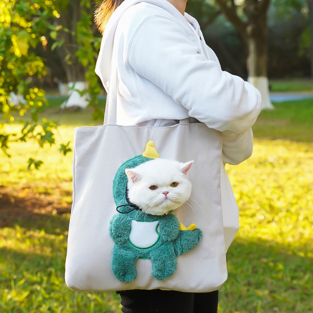 Cute Character Pet Carrier Tote Bag – Canvas Shoulder Bag for Cats & Small Dogs