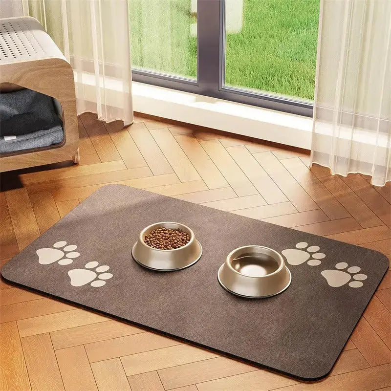 Dog & Cat Feeding Mat – Absorbent Bowl Mat for Mess-Free Meals STTM
