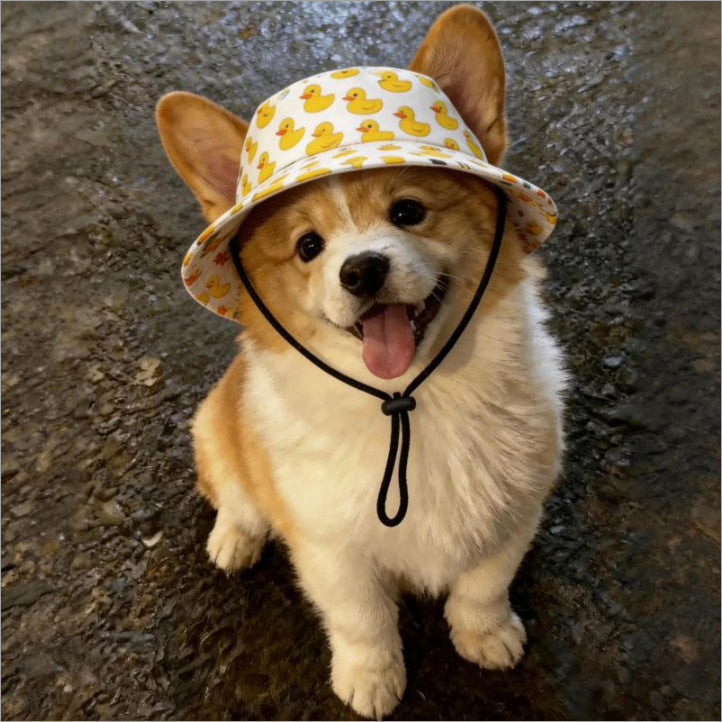 Cute Pet Sun Hat – Adjustable Outdoor Bucket Hat for Dogs & Cats