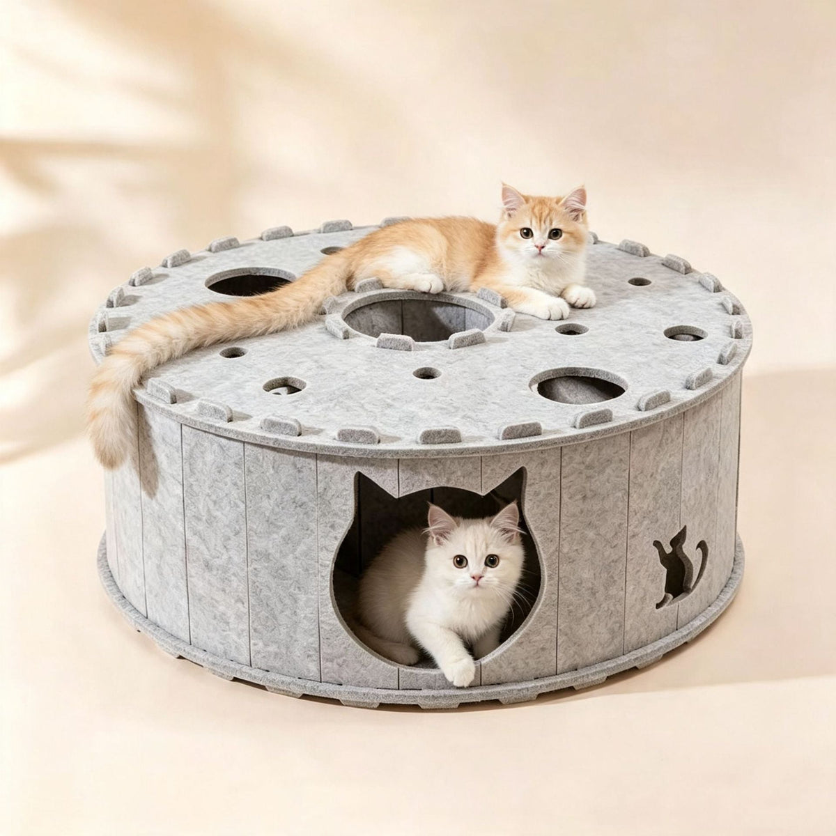 Felt Cat Tunnel & Hideaway – 2-in-1 Interactive Playhouse & Cozy Bed
