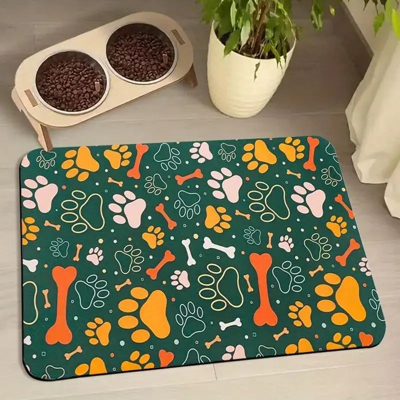 Dog & Cat Feeding Mat – Absorbent Bowl Mat for Mess-Free Meals STTM