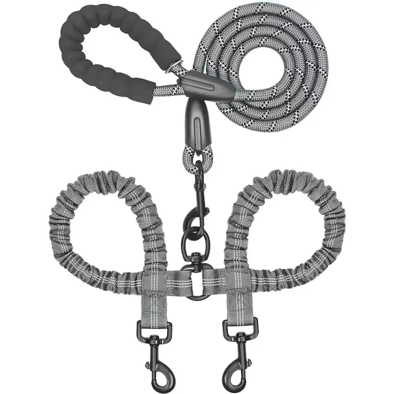 Dual Dog Leash – No-Tangle 360° Swivel Bungee Leash for Two Dogs Fursera