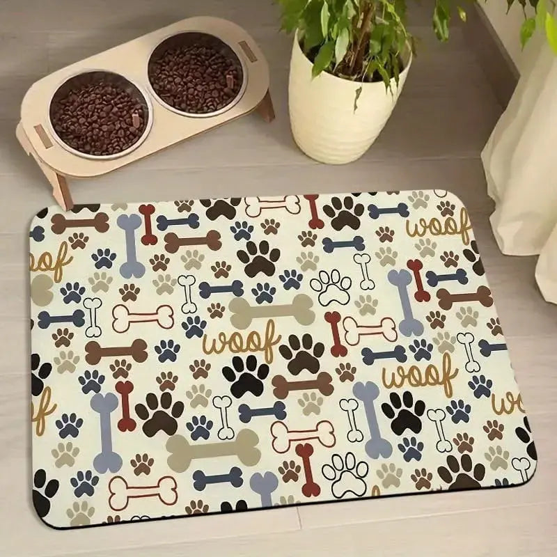 Dog & Cat Feeding Mat – Absorbent Bowl Mat for Mess-Free Meals STTM