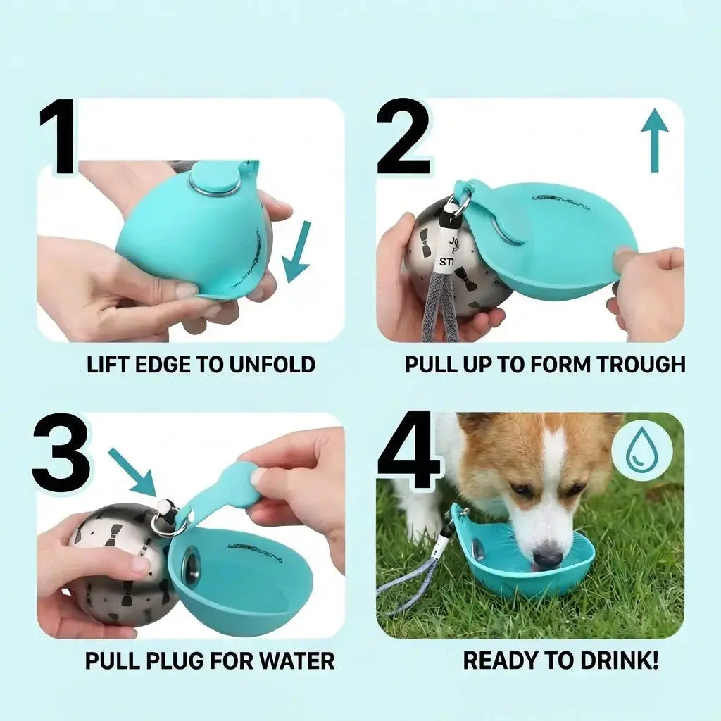 Portable Dog Water Bottle – Leak-Proof Travel Bottle with Bowl Fursera