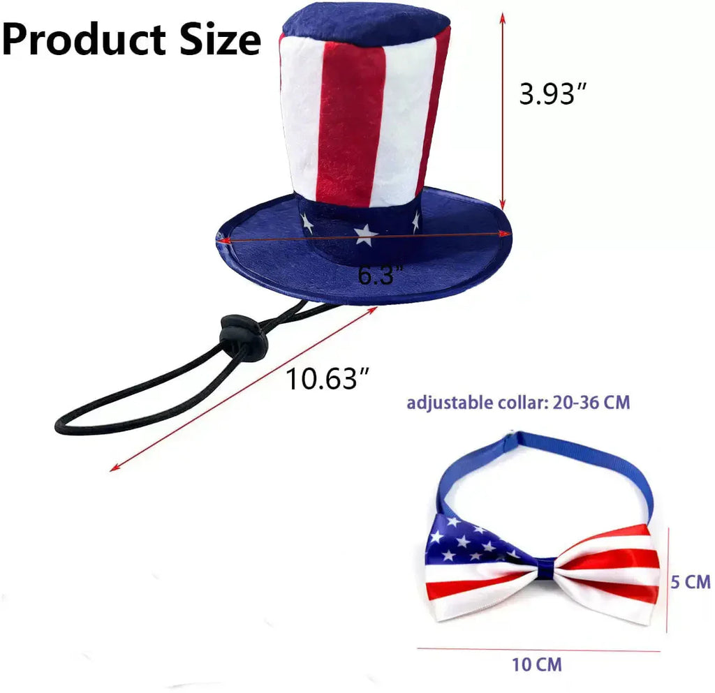 Patriotic USA Pet Hat & Bow Tie Set