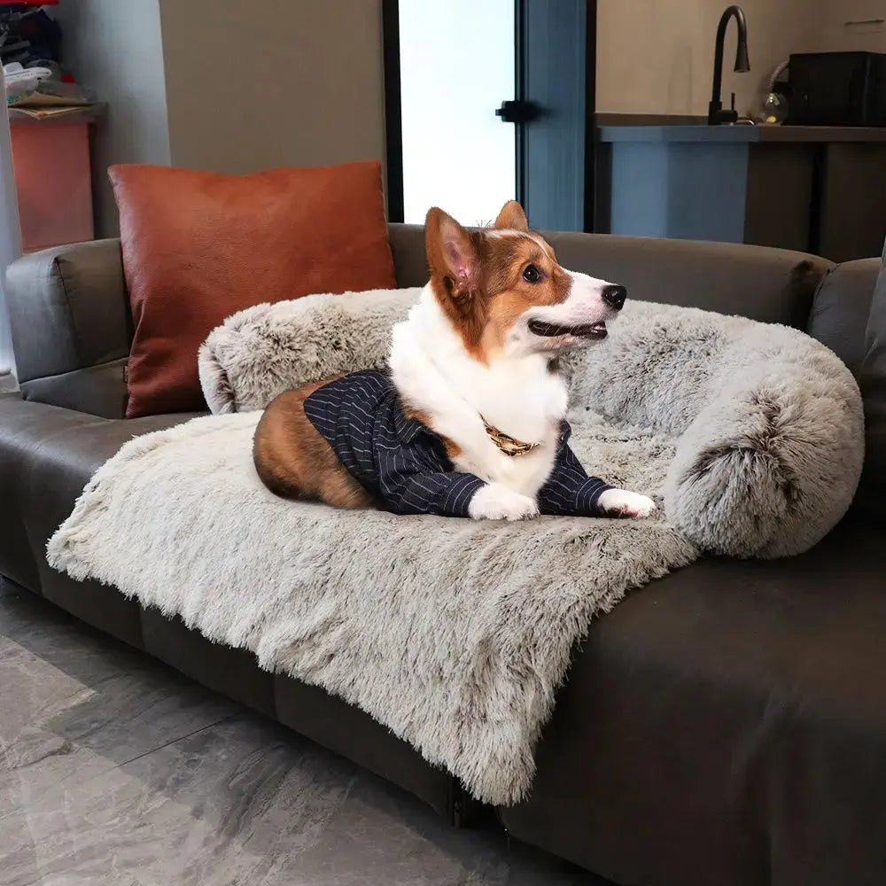 Pet Sofa Bed – Soft Plush Cushion & Blanket for Dogs & Cats STTM